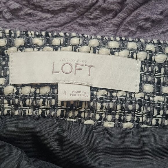 LOFT Black White and Gray Tweed Pattern Mini Skirt size 4 - Picture 7 of 11